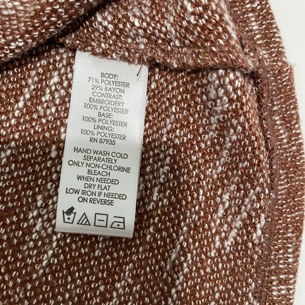 LOGO Lori Goldstein XL Marled Knit Top Sequin Lace Back Lagenlook Tunic Brown - Picture 8 of 9